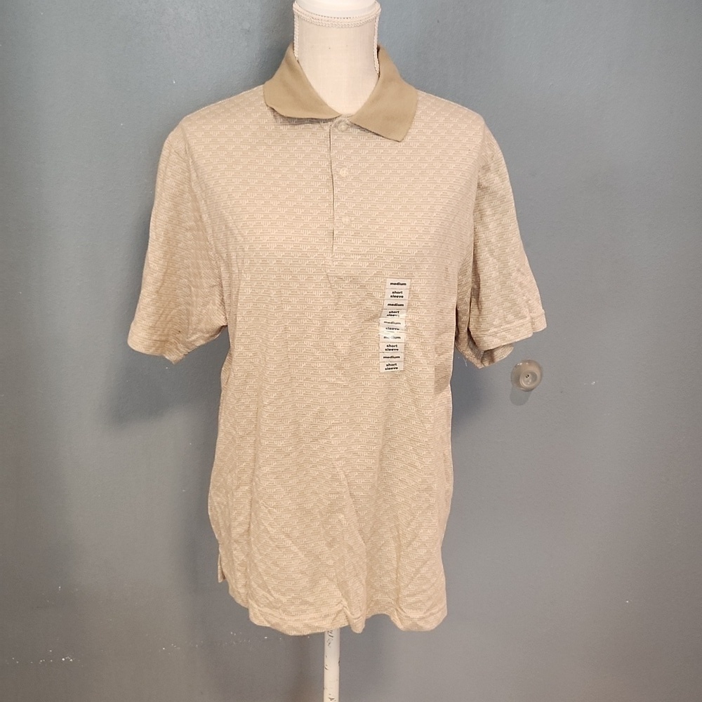NWT John Henry Aztec desert Tan quarter button-down polo style cotton …